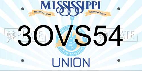 3OVS54 Mississippi License Plate