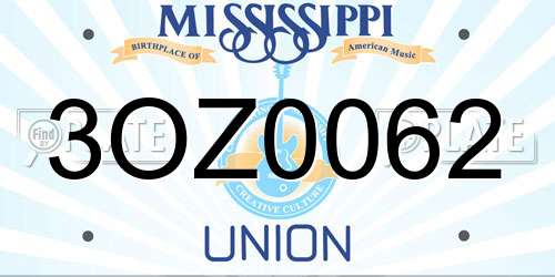 3OZ0062 Mississippi License Plate