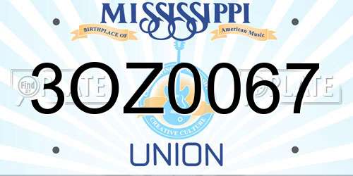 3OZ0067 Mississippi License Plate