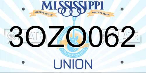 3OZO062 Mississippi License Plate