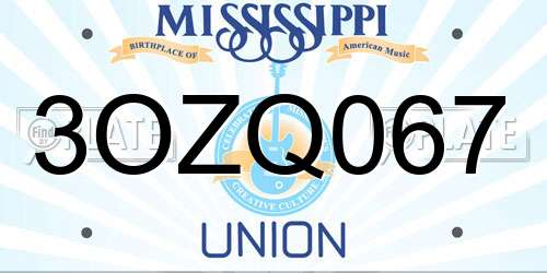 3OZQ067 Mississippi License Plate