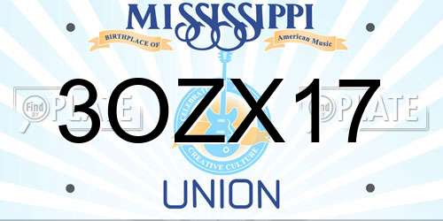 3OZX17 Mississippi License Plate