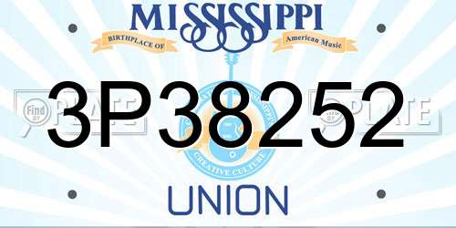 3P38252 Mississippi License Plate