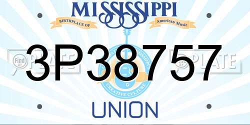 3P38757 Mississippi License Plate