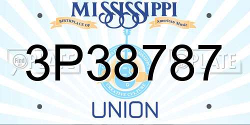3P38787 Mississippi License Plate