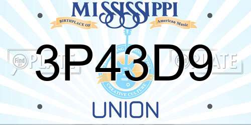 3P43D9 Mississippi License Plate