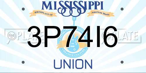 3P74I6 Mississippi License Plate