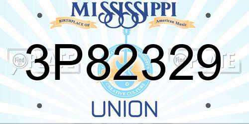 3P82329 Mississippi License Plate