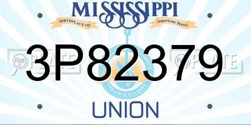 3P82379 Mississippi License Plate