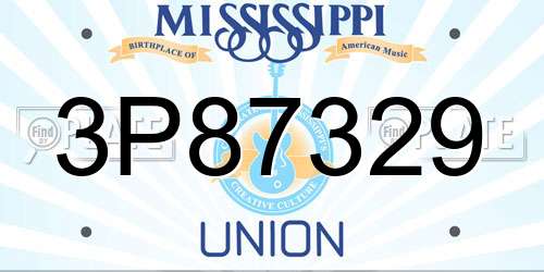 3P87329 Mississippi License Plate