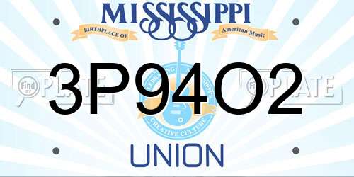 3P94O2 Mississippi License Plate