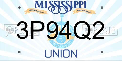 3P94Q2 Mississippi License Plate