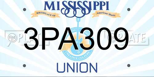 3PA309 Mississippi License Plate
