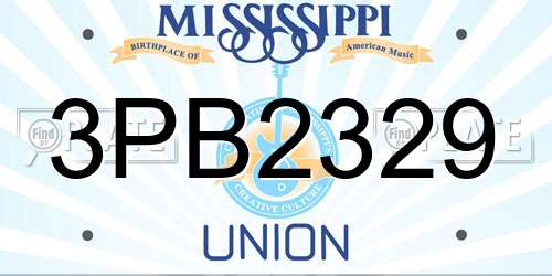 3PB2329 Mississippi License Plate
