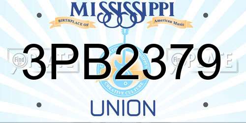 3PB2379 Mississippi License Plate
