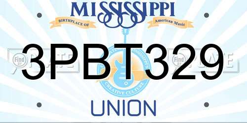 3PBT329 Mississippi License Plate
