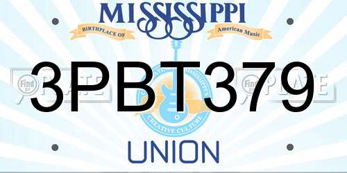 3PBT379 Mississippi License Plate
