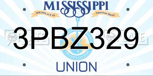 3PBZ329 Mississippi License Plate