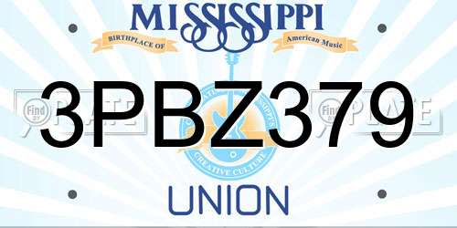 3PBZ379 Mississippi License Plate