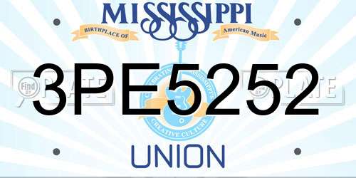 3PE5252 Mississippi License Plate