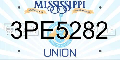 3PE5282 Mississippi License Plate