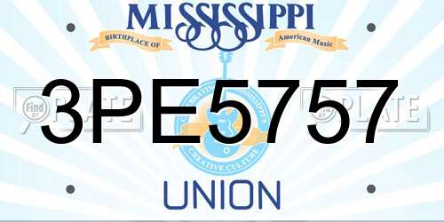 3PE5757 Mississippi License Plate