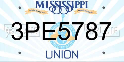 3PE5787 Mississippi License Plate