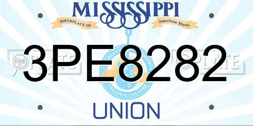 3PE8282 Mississippi License Plate