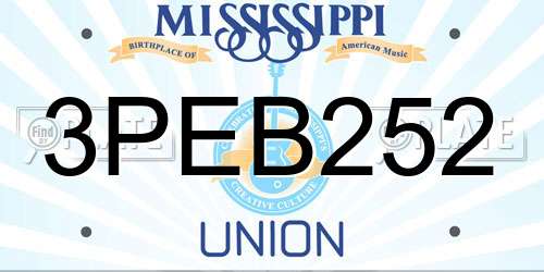 3PEB252 Mississippi License Plate