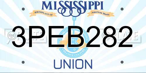 3PEB282 Mississippi License Plate