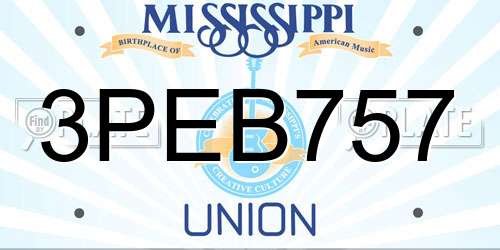 3PEB757 Mississippi License Plate
