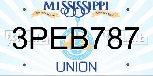 3PEB787 Mississippi License Plate
