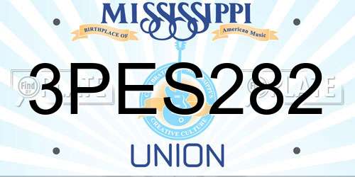 3PES282 Mississippi License Plate