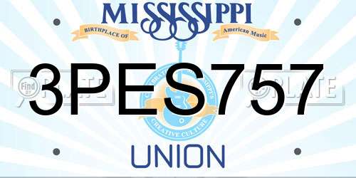 3PES757 Mississippi License Plate