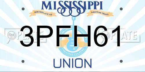 3PFH61 Mississippi License Plate