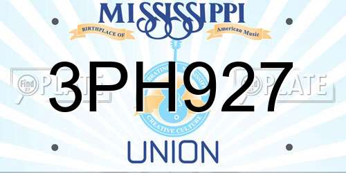 3PH927 Mississippi License Plate