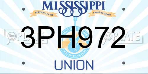 3PH972 Mississippi License Plate