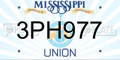 3PH977 Mississippi License Plate