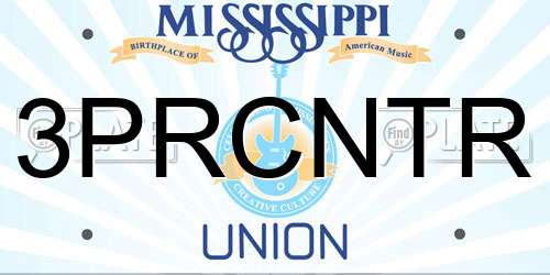 3PRCNTR Mississippi License Plate