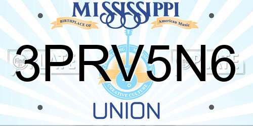 3PRV5N6 Mississippi License Plate