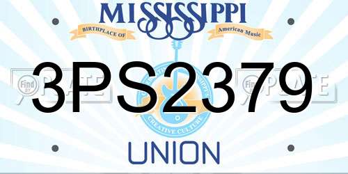 3PS2379 Mississippi License Plate