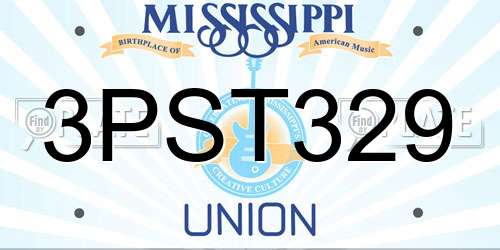 3PST329 Mississippi License Plate
