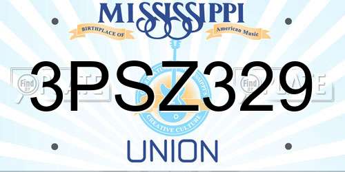 3PSZ329 Mississippi License Plate