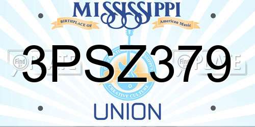 3PSZ379 Mississippi License Plate
