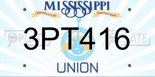 3PT416 Mississippi License Plate