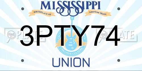 3PTY74 Mississippi License Plate