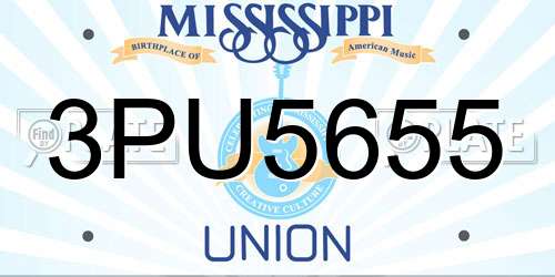 3PU5655 Mississippi License Plate