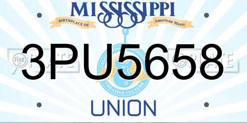 3PU5658 Mississippi License Plate