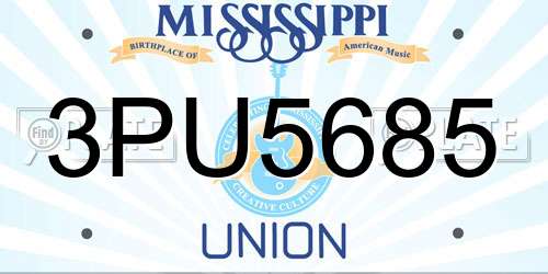 3PU5685 Mississippi License Plate