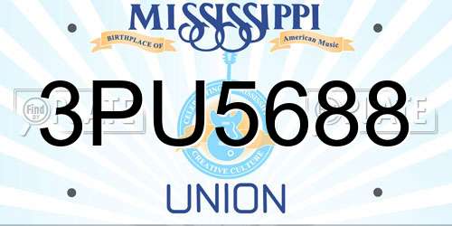 3PU5688 Mississippi License Plate